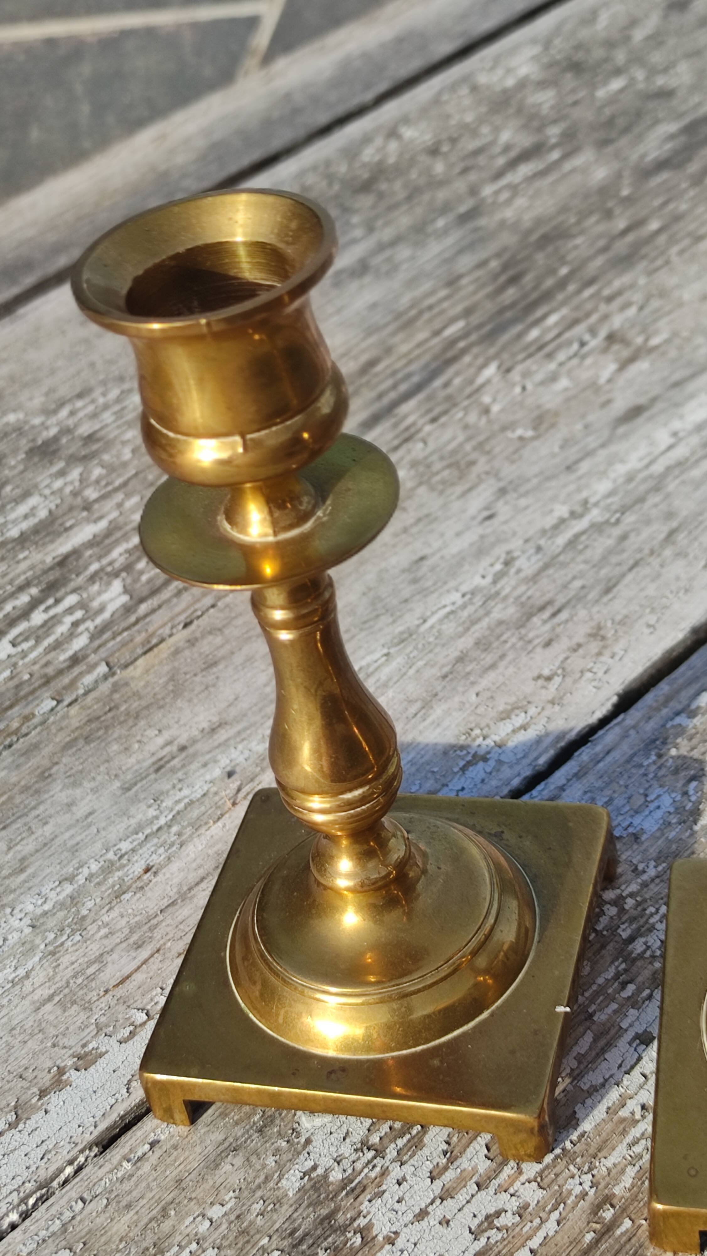 Pair of English golden candle holders