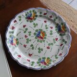 Large painted ceramic flowered dish Italy