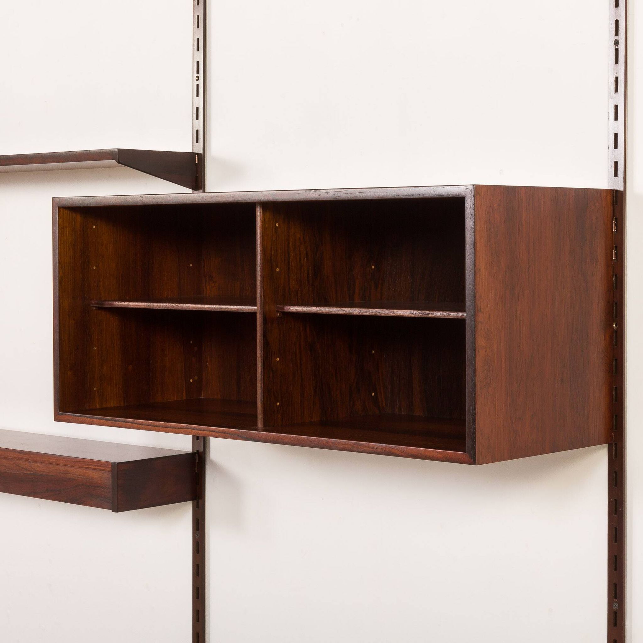 Kai Kristiansen rosewood wall unit with 2 lamps for FM Mobler, Denmark 1960s