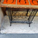 Floor lamp - table - magazine rack in wrought iron