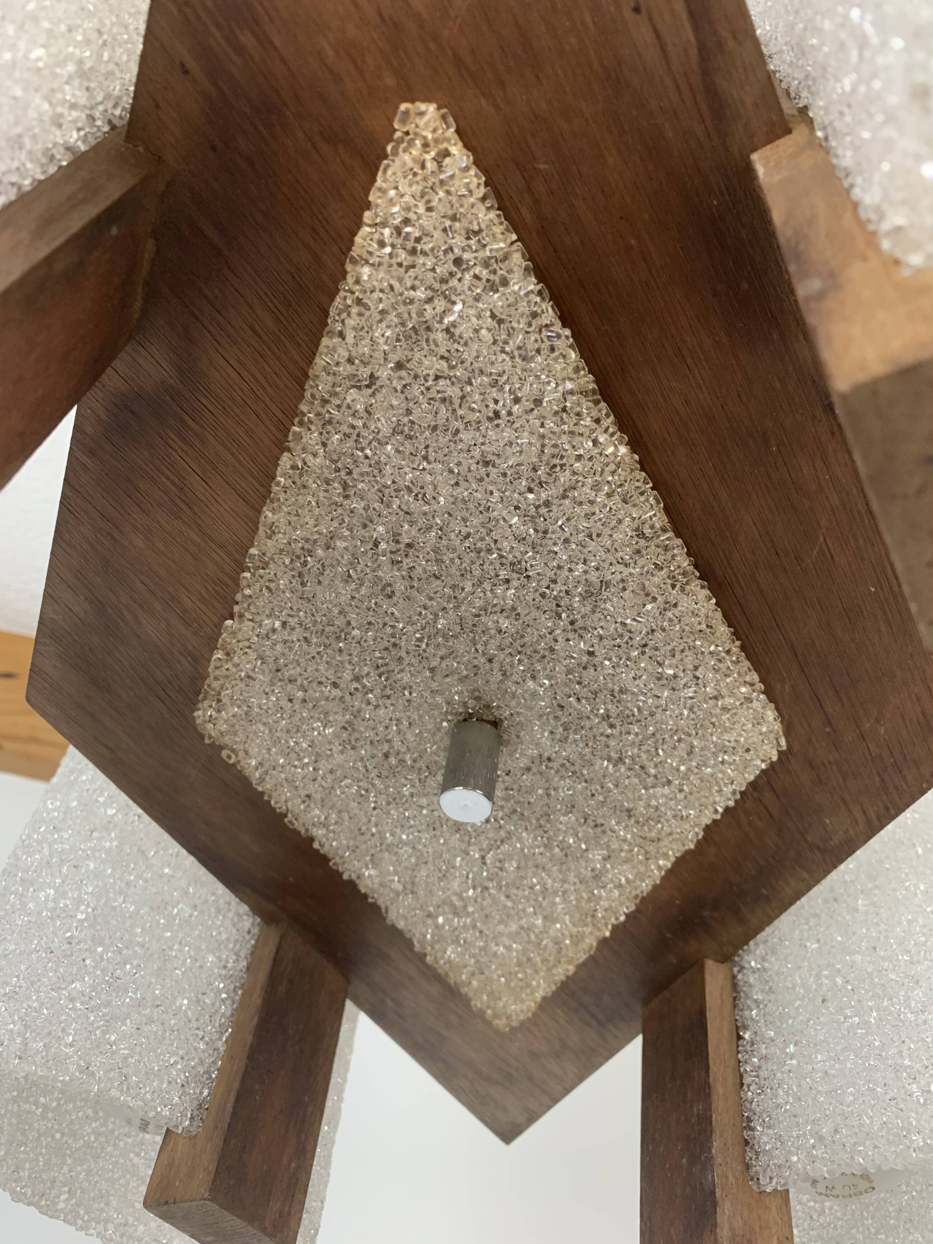 Scandinavian chandelier perspex and wood