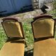 Pair of antique Louis XVI style chairs - carved wood - green velvet -