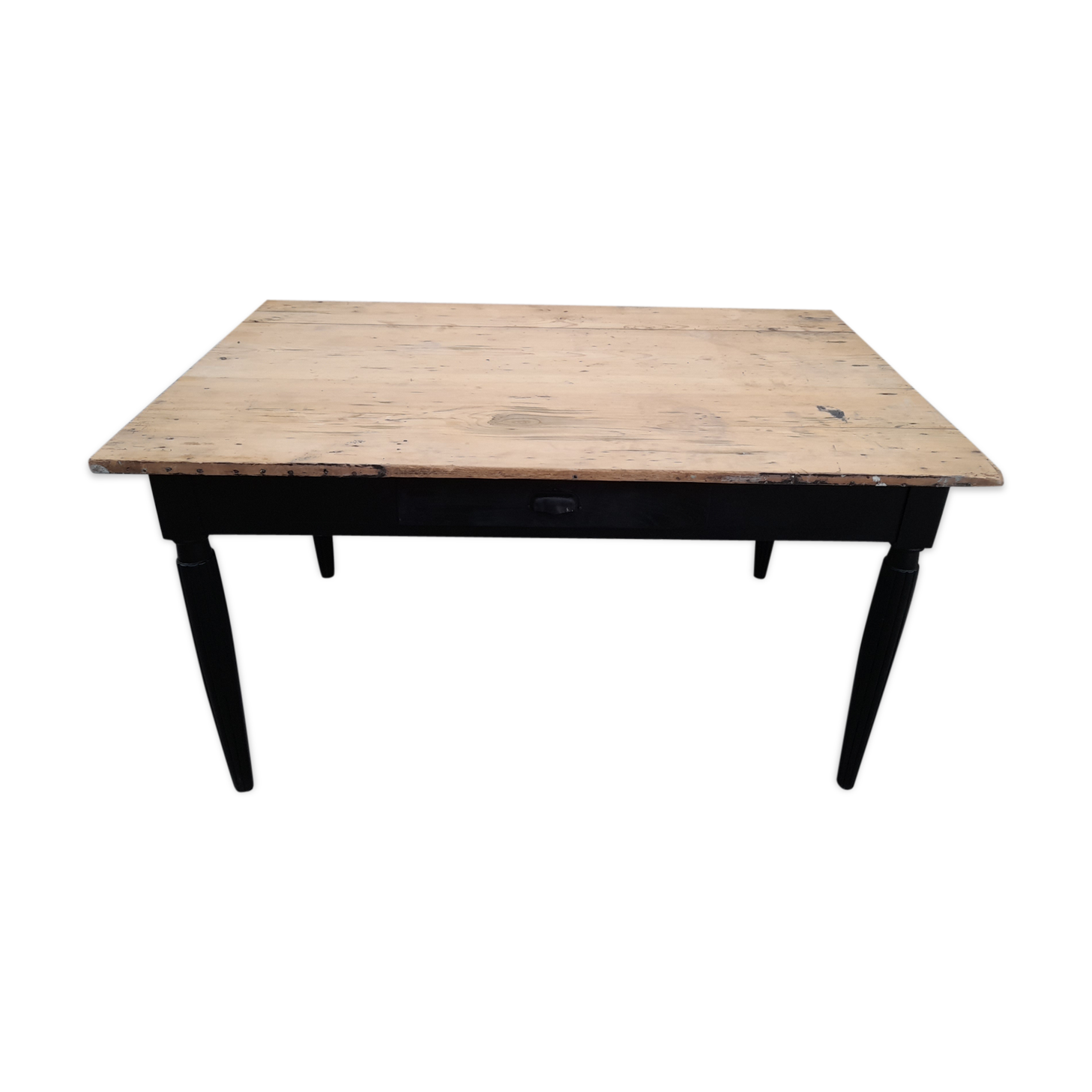 Table de ferme ancienne patiné noir -1m30