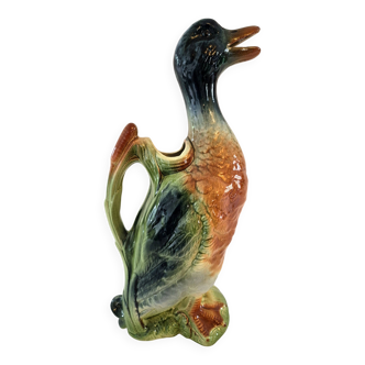 Zoomorphic pitcher barbotine Saint Clément Mallard Duck A028