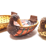 Set of 3 trundle baskets wicker duck decoration empty pocket