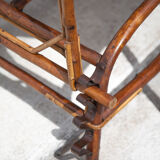 Chaise longue rotin ancienne chilienne transat rotin dossier rabattable, repose-pieds amovible