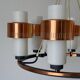 Large ceiling light with 6 arms in copper metal and glass, 1960s, Germany