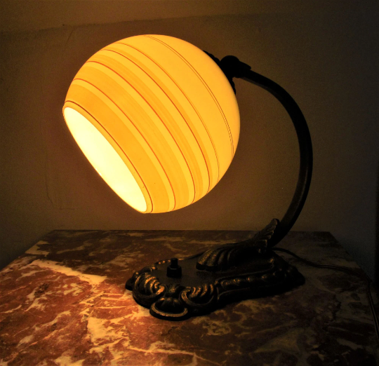 Lampe de bureau allemande, bronze et verre drgm vintage 1930-1940