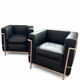 Paire de fauteuils en cuir