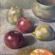 Huile sur toile nature morte aux pommes