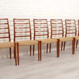 6 x vintage dining chairs | Niels Otto Møller | Model 82 | Papercord | Teak