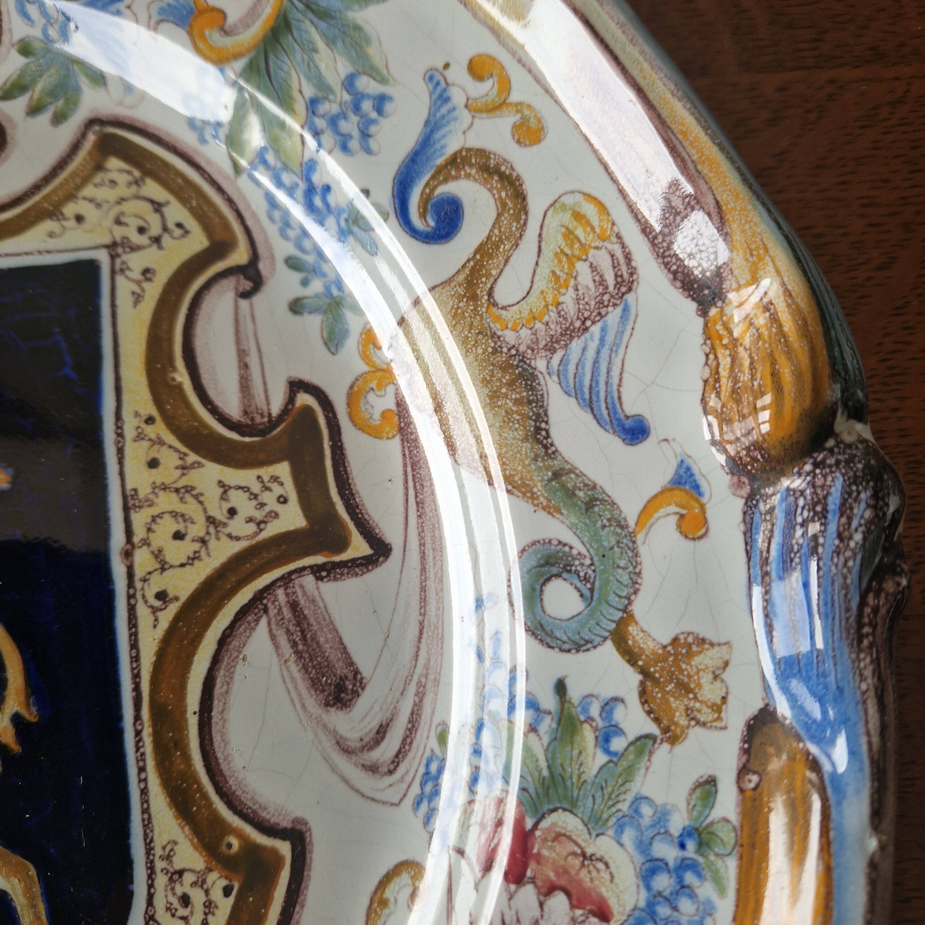 Large plate St Clément old wall decoration lion decor