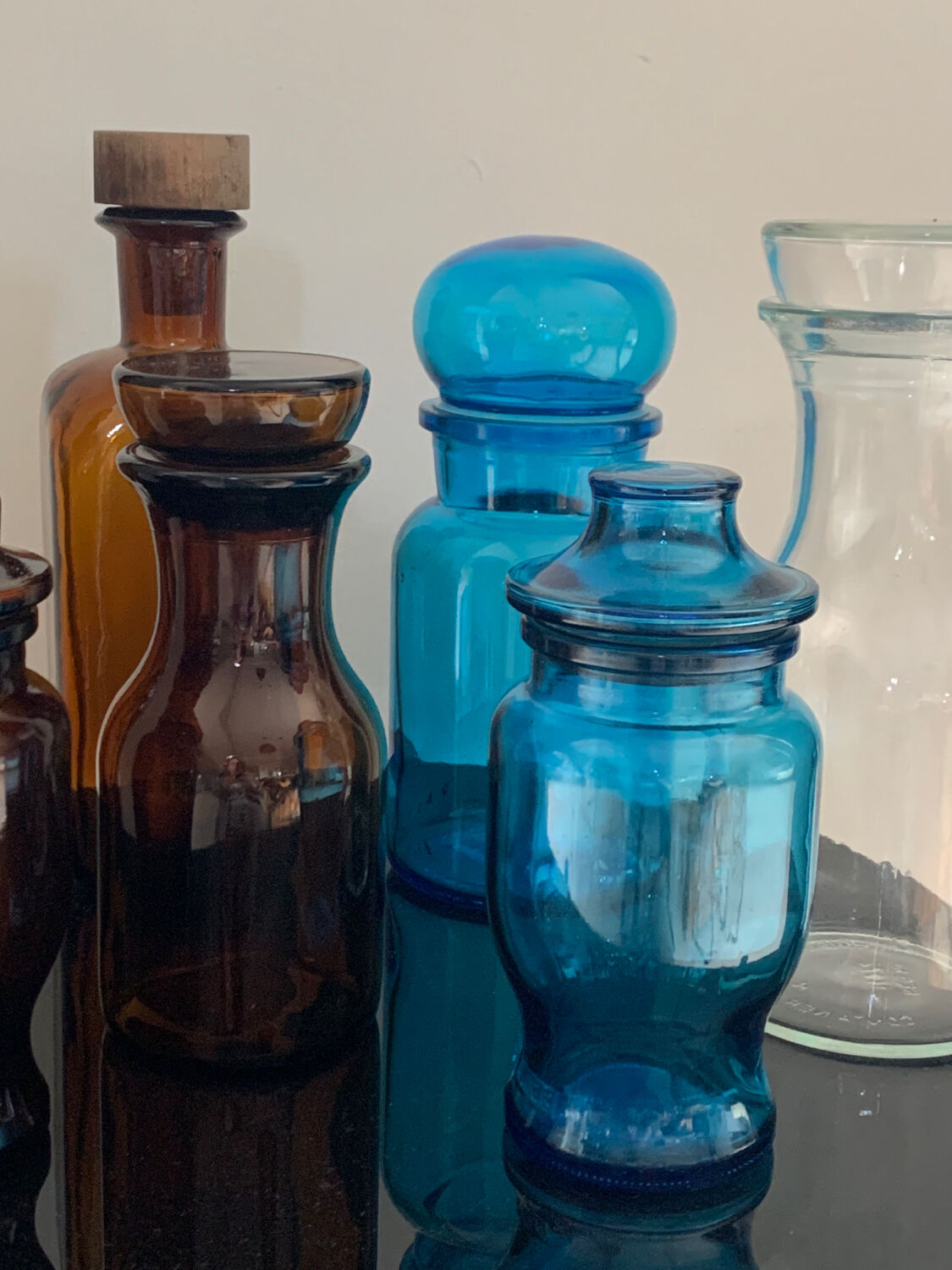 Vintage glass bottles and flasks