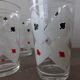 Lot of 6 glasses screen-printed vintage 60s card game