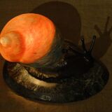 Bronze snail nightlight patinated glass shell lined marble base ref A208/12