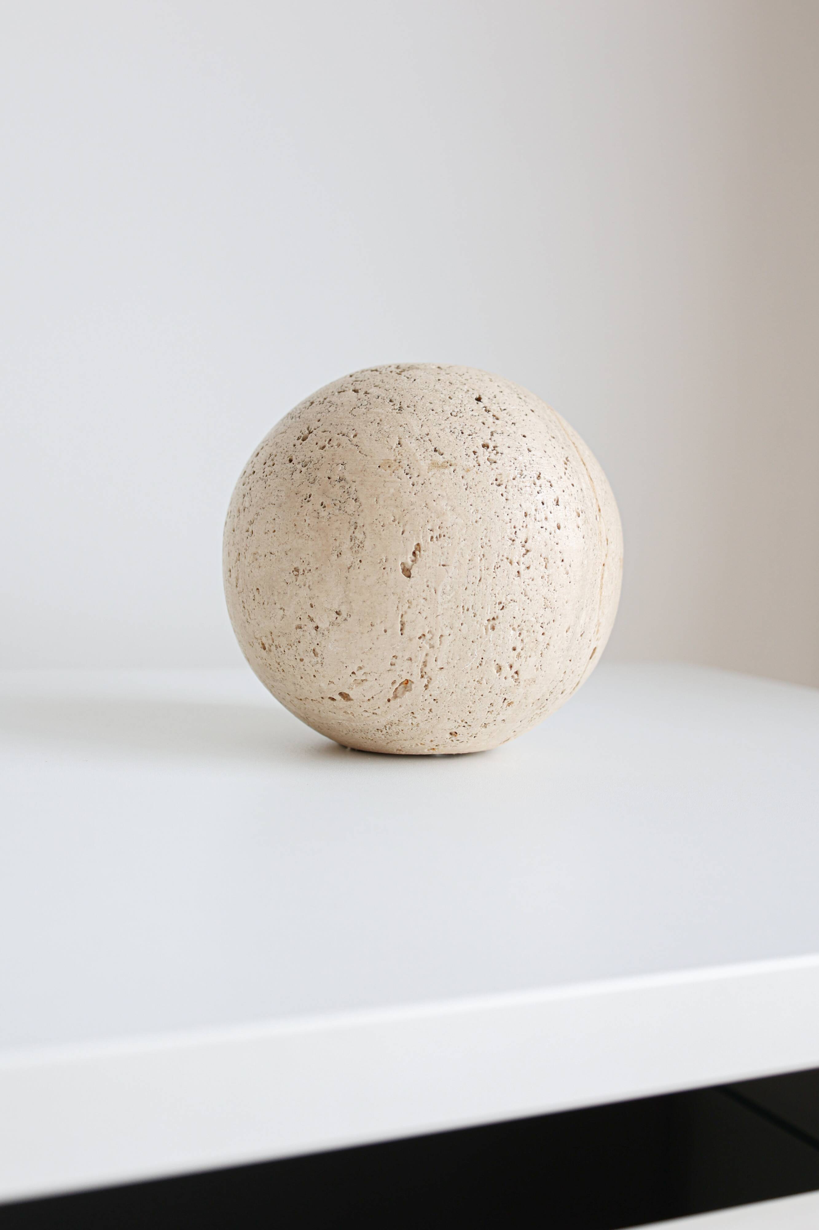 Vintage travertine decorative sphere, 1980s, Italy.