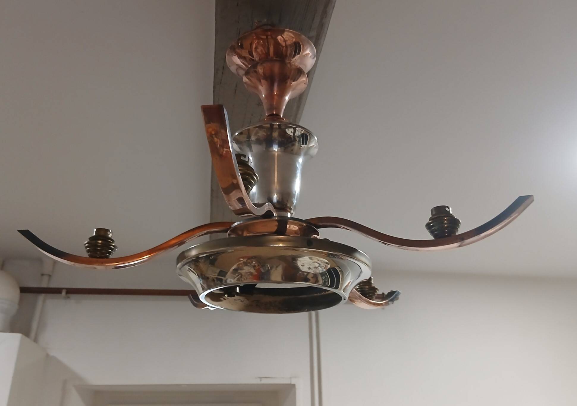 Art Deco glass suspension light signed Ezan