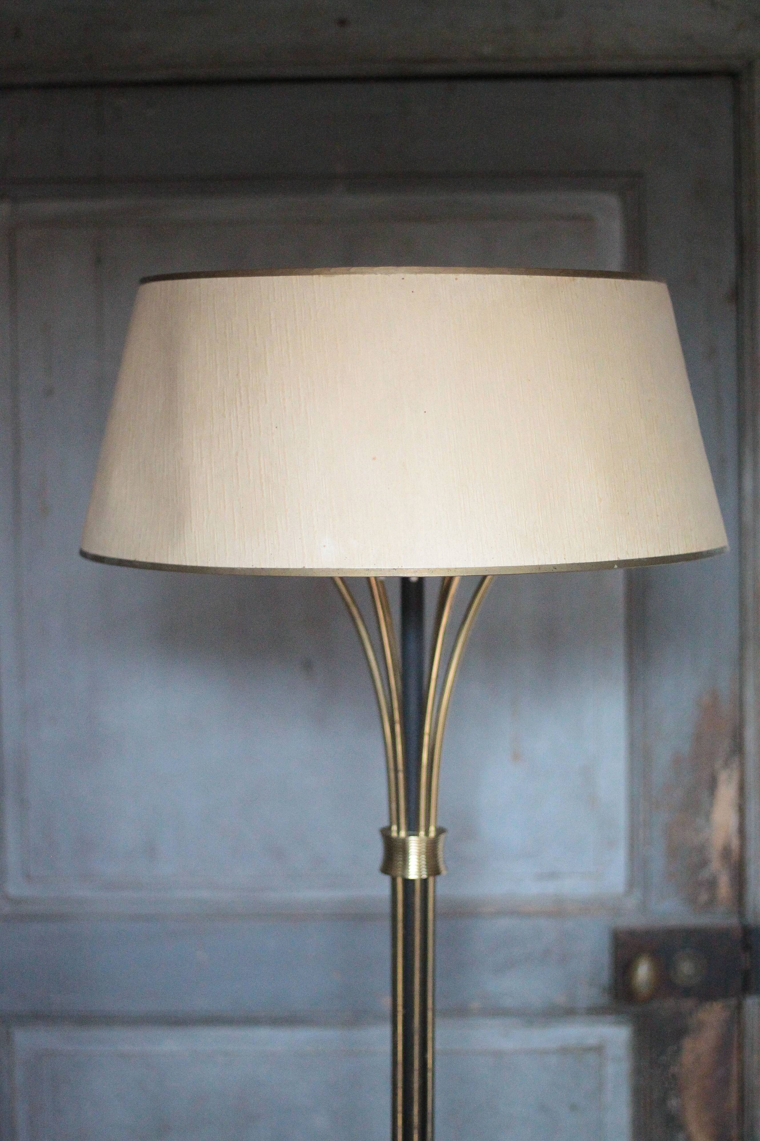 1950s floor lamp published by Maison Arlus, vintage standing lamp.