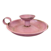 Pink enamel candlestick
