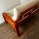 Scandinavian 2-seater bench sofa in teak and wool.