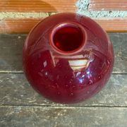 Vintage 1970s Murano Red Bubble Glass Ball Vase Soliflore