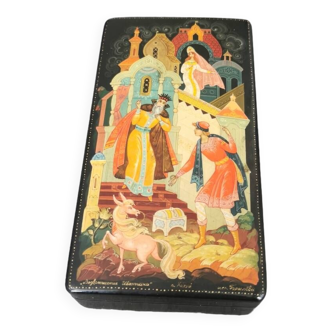 Old Russian lacquered box "The Resurrection of Ivanoucka" by M. Kholuy