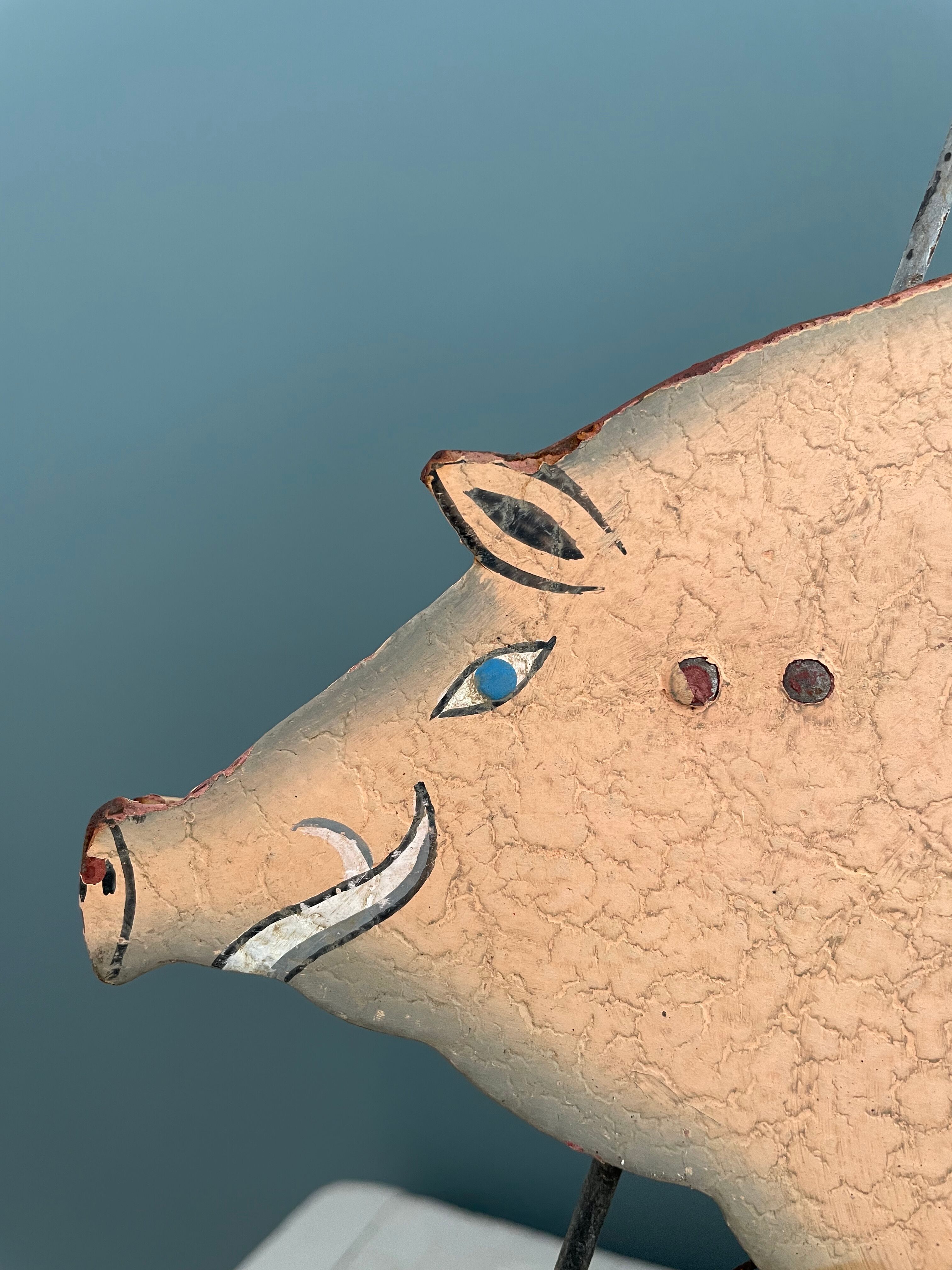 Old hand-painted metal pull toy