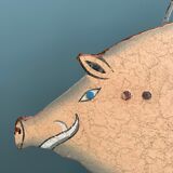 Old hand-painted metal pull toy