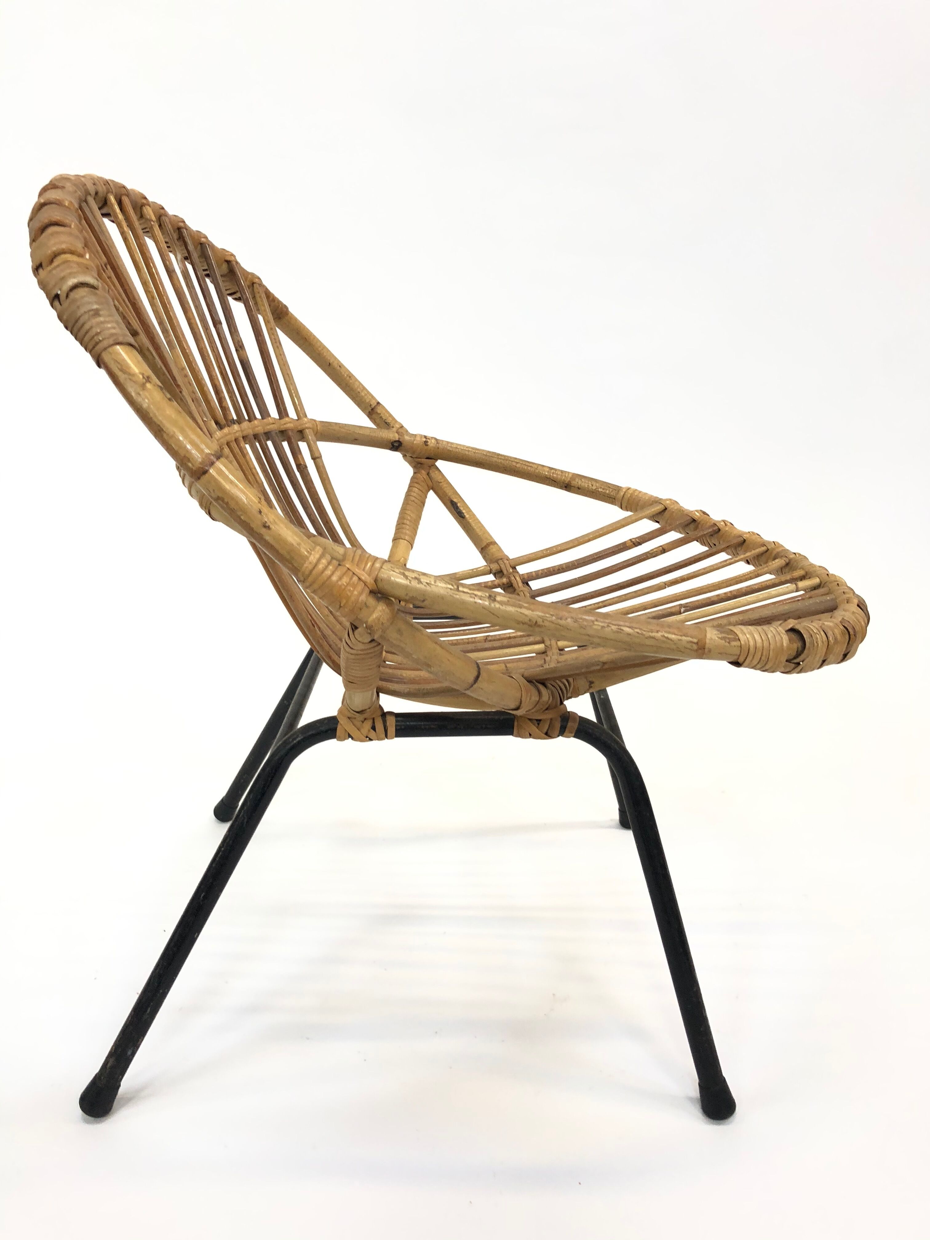 Fauteuil vintage en rotin par Dirk van Sliedregt Rohe Noordwolde 1960 aux Pays-Bas