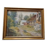 WATERCOLOR 1907 by Albert GYSEL Farm at LA MOTTE AU BOIS towards the North BOURRE