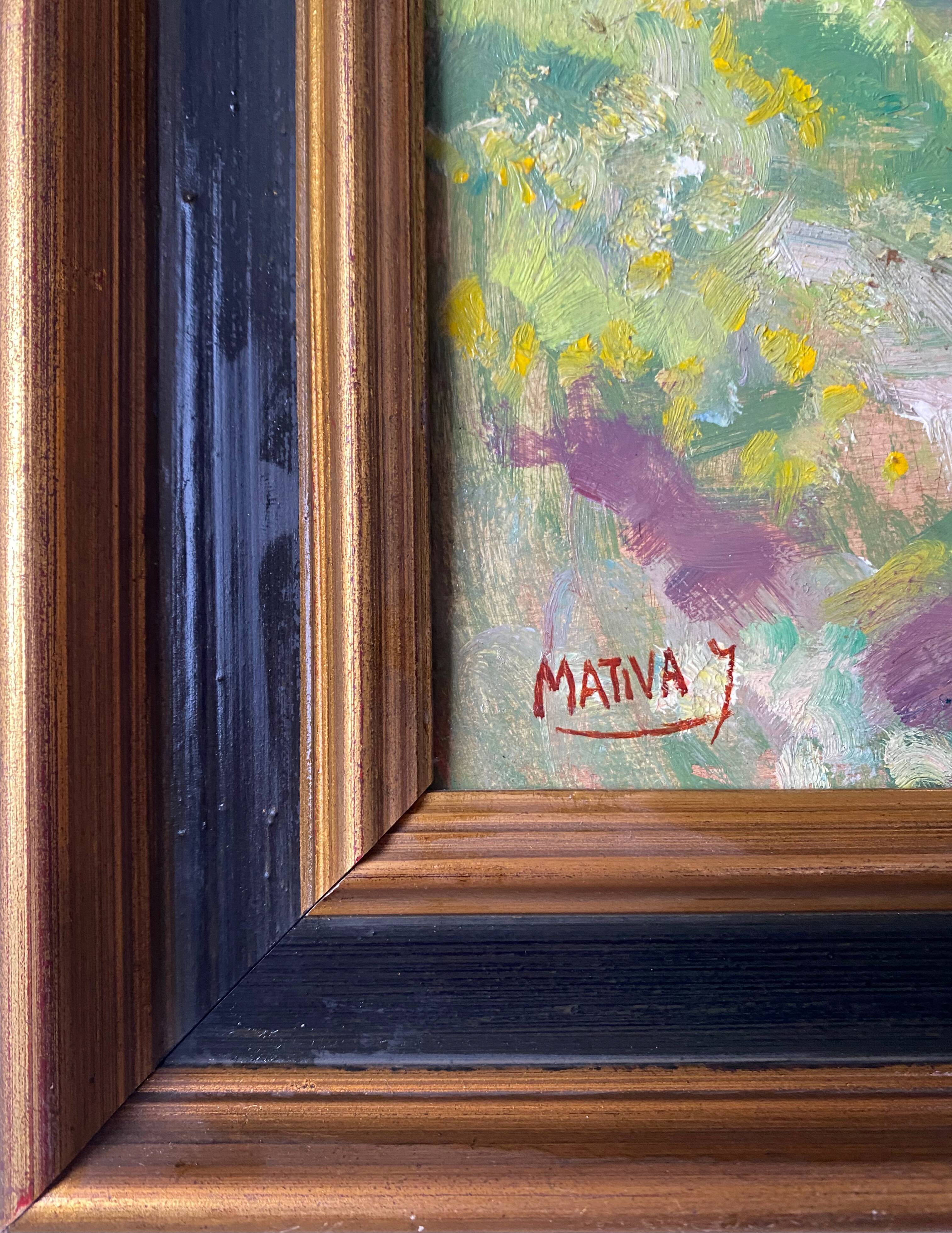 Painting "Quietude Ardennaise" Jules Mativa (XX°) HSC + frame Ardennes