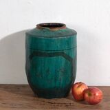 Antique green glazed ceramic vase (circa 1820) #35