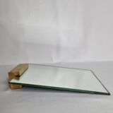Miroir art déco rectangulaire à poser sur socle en laiton 32 cm