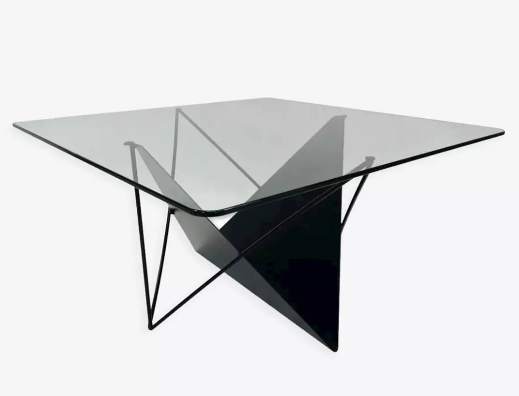 Vintage 80s steel wire coffee table eclectic design