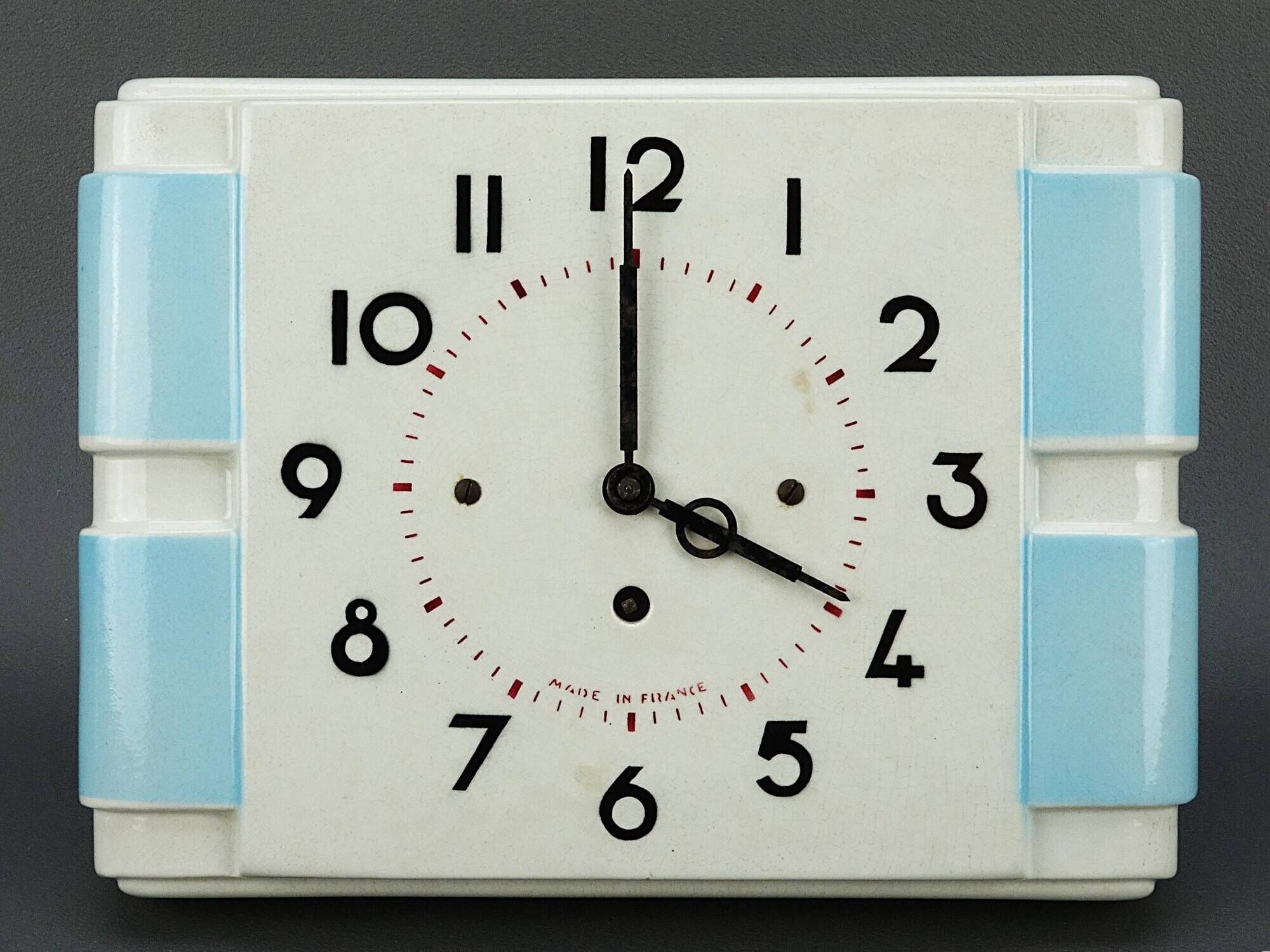 Vintage earthenware kitchen wall clock, made in France
