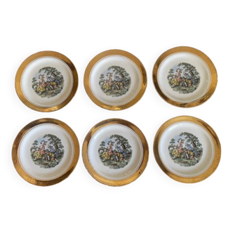 Assiettes eggshell nautilus vintage d'une bordure en or 22 carats