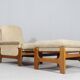 Fauteuil lounge scandinave du milieu du siècle avec ottoman, 1970