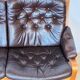 Scandinavian leather and teak bench from the 1960s.