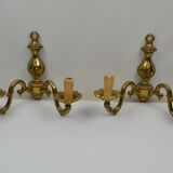 Pair of wall lamps with two lights in Louis XV style bronze