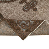 Hand-knotted carved anatolian 1980s 214 cm x 318 cm brown rug