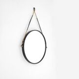 Vintage round steel mirror, Italy, 1970s.