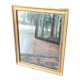 Old rectangular golden mirror baguette with beaded row