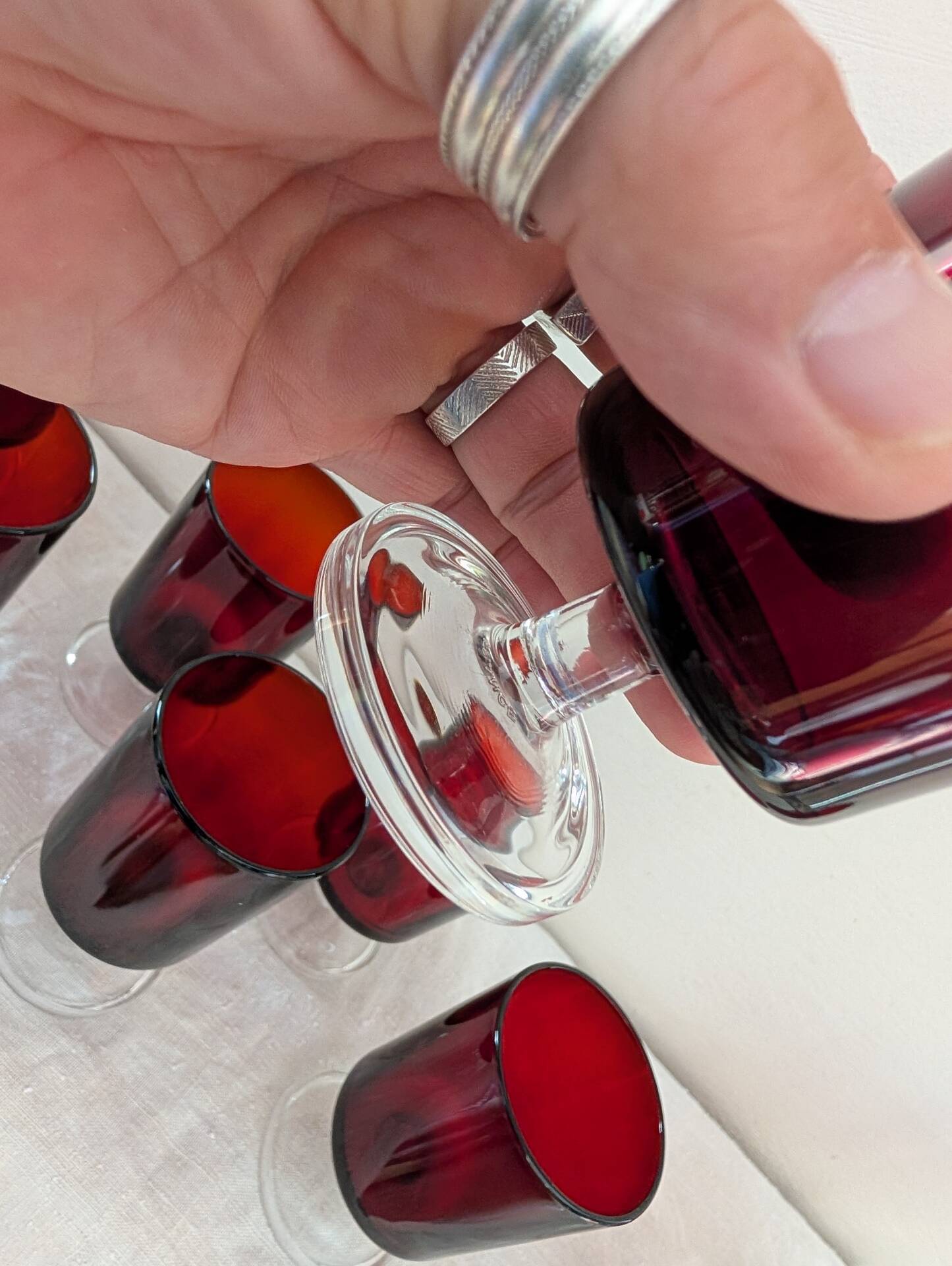 11 Luminarc amethyst glasses – France, 1970s