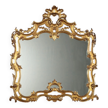 Antique carved and gilded wooden mirror, Italy, early 20th century.