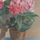Huile sur panneau acajou Guillot Rafaillac bouquet de fleurs 4 pots 1930
