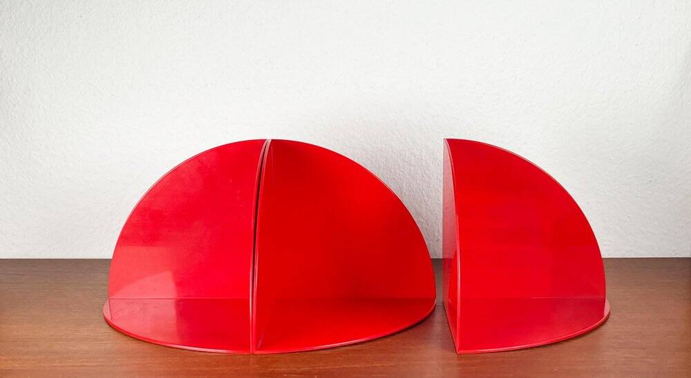 Pair of bookends model 4909 Italian space age mid-century by Giotto Stoppino for Kartell, 1960, set of 3
