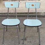 2 blue 1980s Roc La Samaritaine Formica chairs