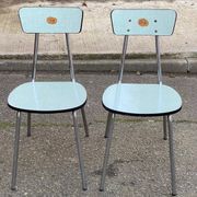 2 chaises formica Roc La Samaritaine bleues années 80