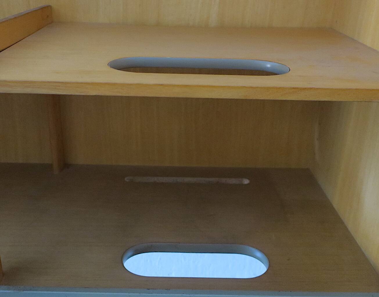 Danish teak flip-top media wall cabinet, 1960s