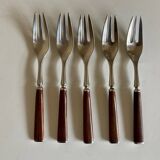 Set de 5 fourchettes à gateau Dansk Design en teck 1980